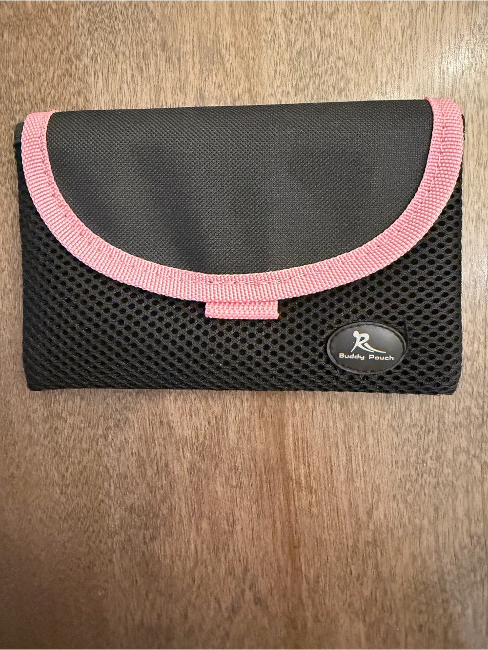 Buddy Pouch Black Wallet with Pink Trim